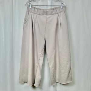 Aerie Pull On Wide Leg Capri Sweatpants Size L Comfort Lounge Pockets Neutral
